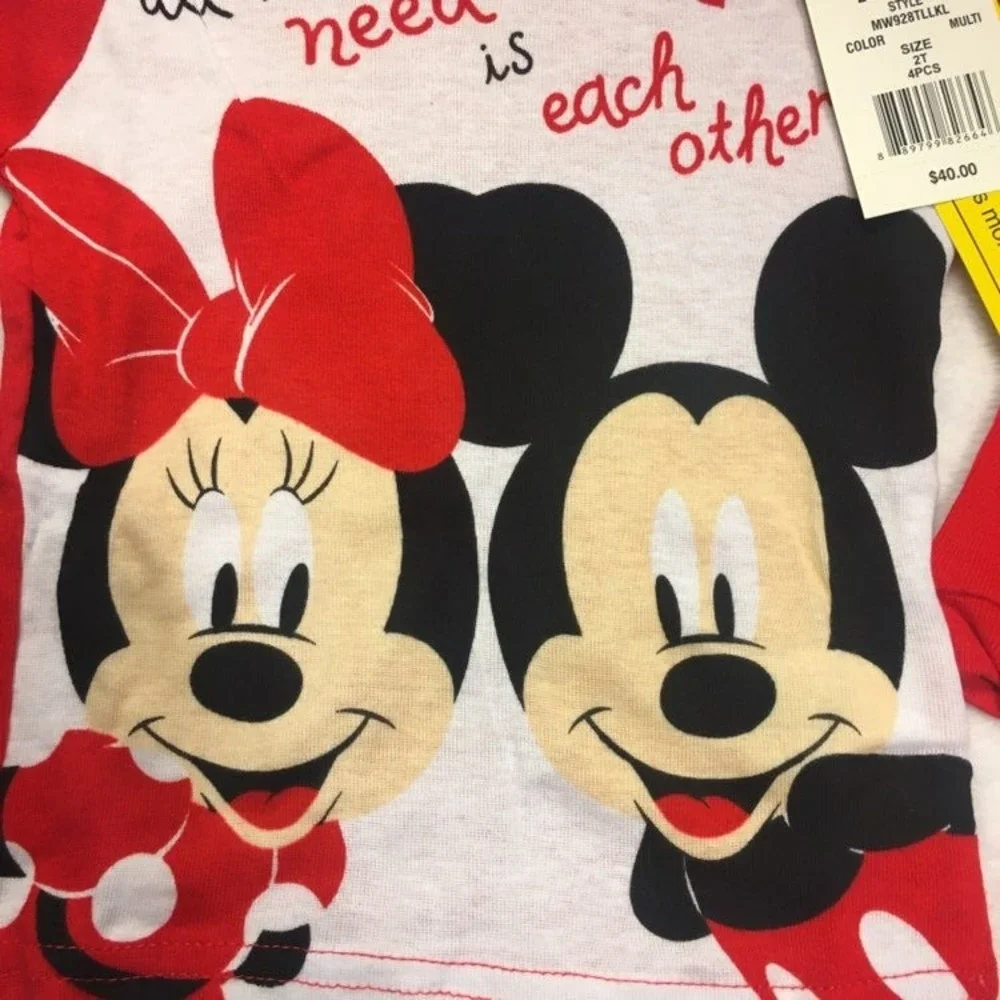 Disney Junior Mickey Minnie Pajama Set Kids 2T Red NWT Polka Dot Snug Fit
